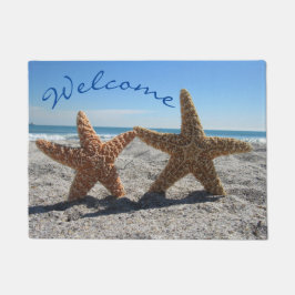 Suiker Zeester op het strand - Welkom Deurmat