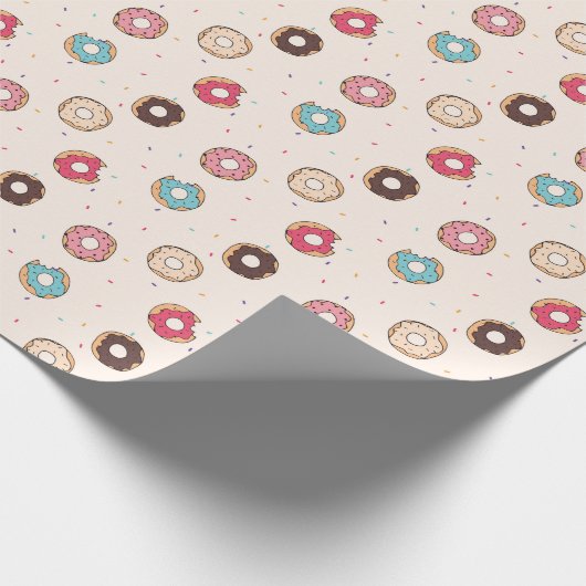 Suiker zoet donut patroon cadeaupapier (Hoek)