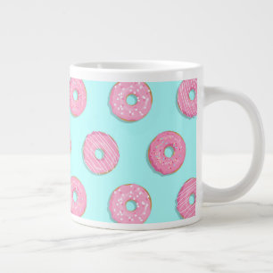 Suiker Zoet Roze Geglazuurde Donuts Grote Koffiekop