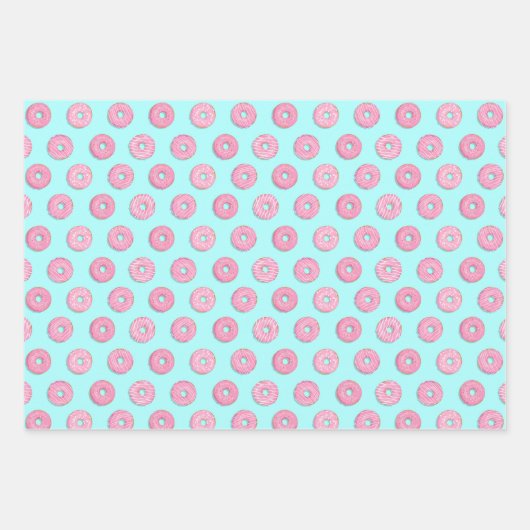 Suiker Zoet Roze Geglazuurde Donuts Inpakpapier Vel (Voorkant)