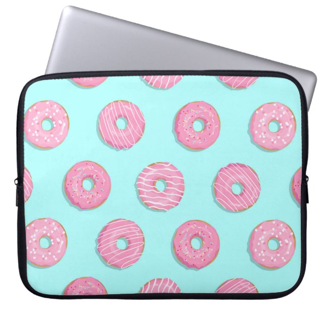 Suiker Zoet Roze Geglazuurde Donuts Laptop Sleeve (Voorkant)