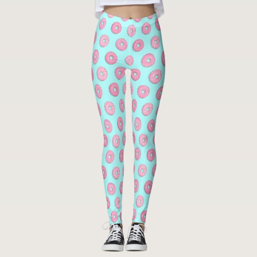 Suiker Zoet Roze Geglazuurde Donuts Leggings (Voorkant)