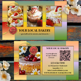 Suiker Zoete Bakkerij Dessert Foto Logo QR Code Visitekaartje