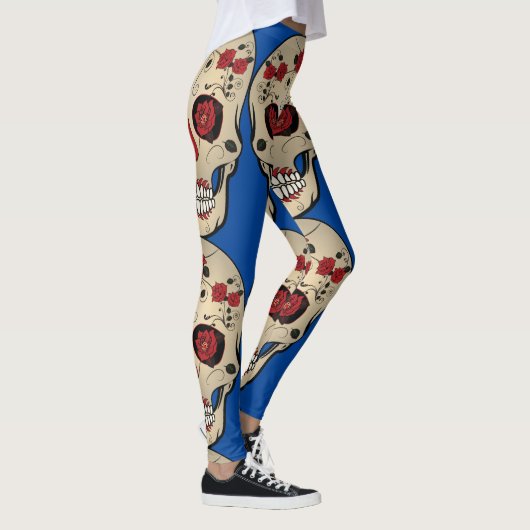 Suikerbeentjes - Rozen Suiker schedel Leggings (Rechts)