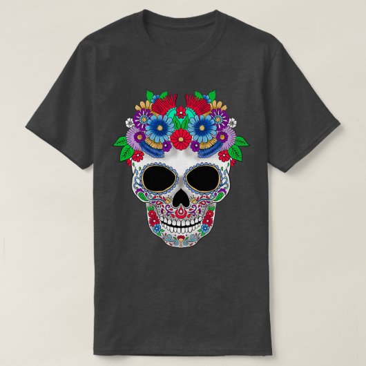 Suikerbloemen Dag van de dood T-shirt (Design voorkant)