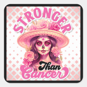 Suikerborst- en borstkanker vierkante sticker