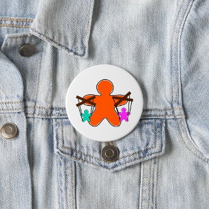 Suikerbrood Poppenmeester die Karakters Bestuurt Ronde Button 7,6 Cm