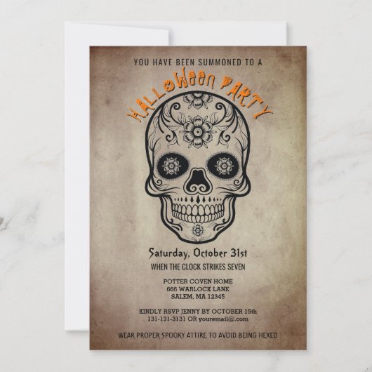 Suikerdag van de dode partij kaart (Voorkant)