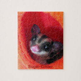 Suikereekhoorn in oranje hangbed legpuzzel
