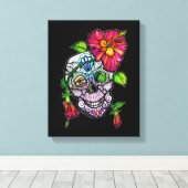 SUIKEREN DODENKOP & BLOEM CANVAS AFDRUK (Insitu (Houten vloer))