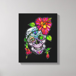 SUIKEREN DODENKOP & BLOEM CANVAS AFDRUK