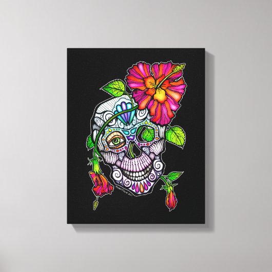 SUIKEREN DODENKOP & BLOEM CANVAS AFDRUK (Voorkant)