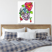 SUIKEREN DODENKOP & BLOEM CANVAS AFDRUK (Insitu (Slaapkamer))