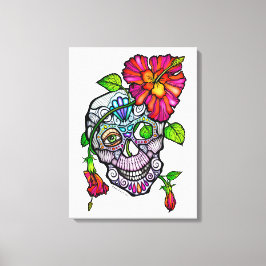SUIKEREN DODENKOP & BLOEM CANVAS AFDRUK