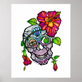 SUIKEREN Schedel & Bloem 40x50cm Poster