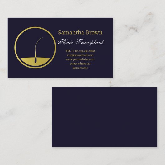 Suikerende ontharing Haartransplantaat Visitekaartje (Voorkant / Achterkant)
