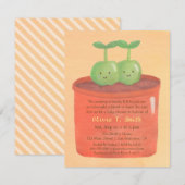 Suikererwten in een pot Twin Baby Shower Invitting Kaart (Voorkant / Achterkant)