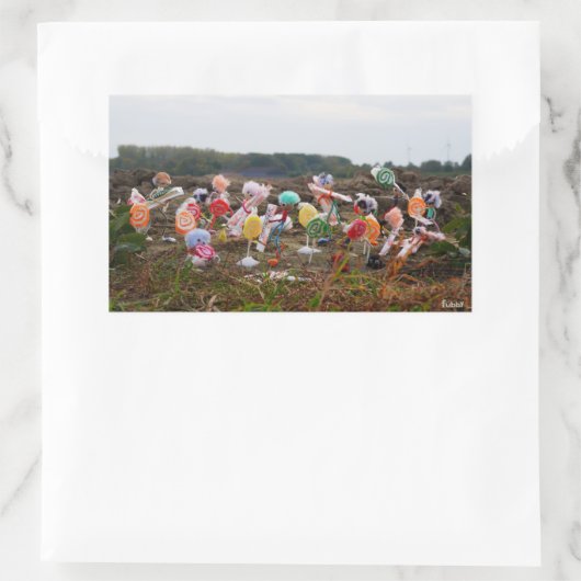 Suikerfeest oogstende Fubby's op het land. Rechthoekige Sticker (Tas)