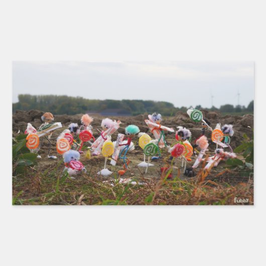 Suikerfeest oogstende Fubby's op het land. Rechthoekige Sticker (Voorkant)