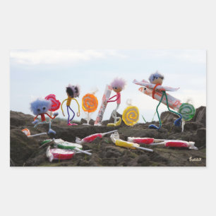 Suikerfeest oogstende Fubby's. Rechthoekige Sticker