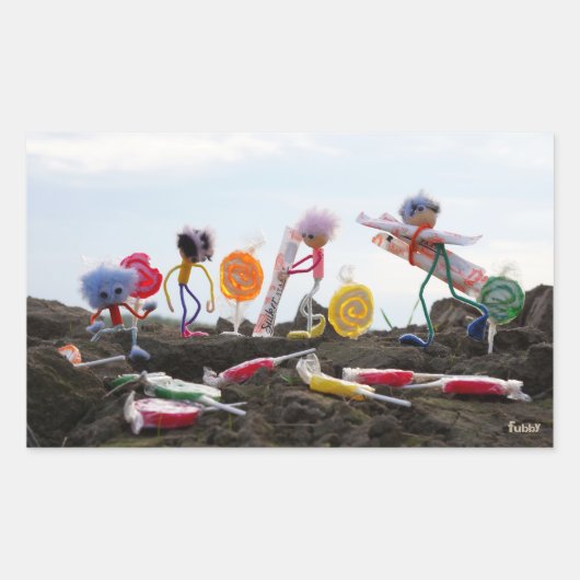 Suikerfeest oogstende Fubby's. Rechthoekige Sticker (Voorkant)