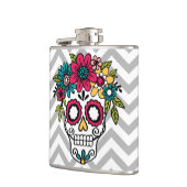 Suikerfles, dag van de dood, bloemen heupfles (Links)