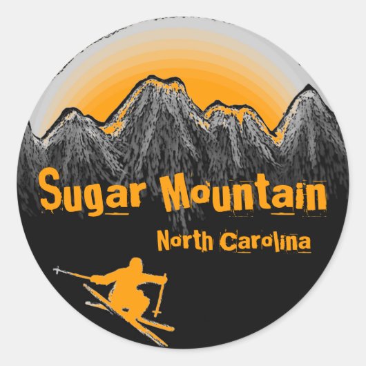 Suikergebergte North Carolina oranje skischoketten Ronde Sticker (Voorkant)