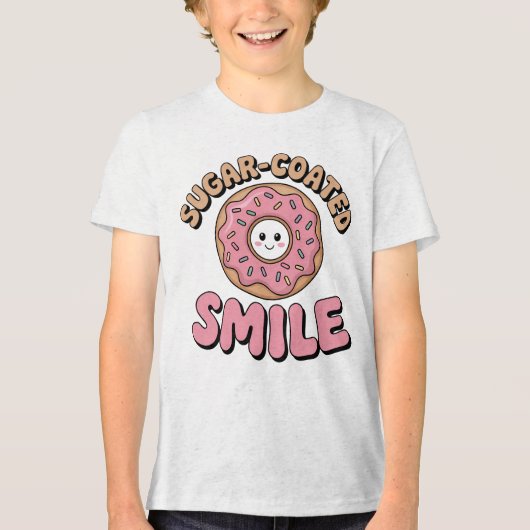 Suikergecoate glimlach | Donut Kinder Tri-Blend Shirt (Voorkant)
