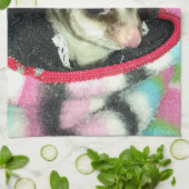 Suikerglijder die een Pet draagt Theedoek (Gevouwen)