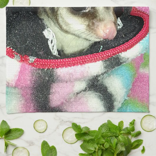 Suikerglijder die een Pet draagt Theedoek (Gevouwen)