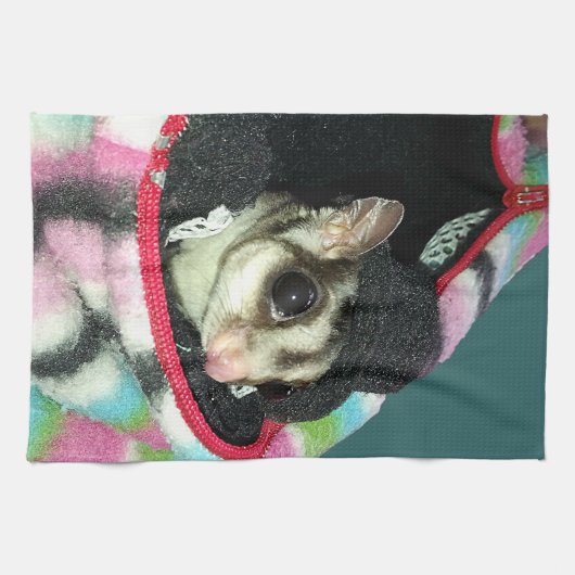 Suikerglijder die een Pet draagt Theedoek (Horizontaal)