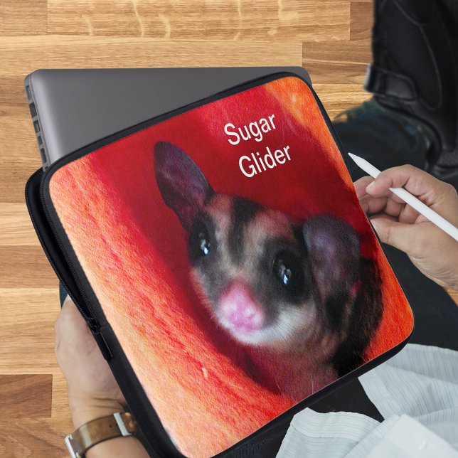 Suikerglijder in Oranje plakband Laptop Sleeve (Sugar Glider in Orange Hanging Bed Laptop Sleeve)
