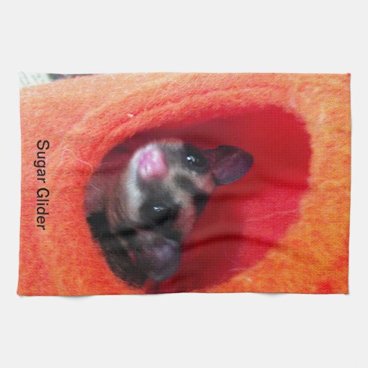 Suikerglijder in Oranje plakband Theedoek (Horizontaal)