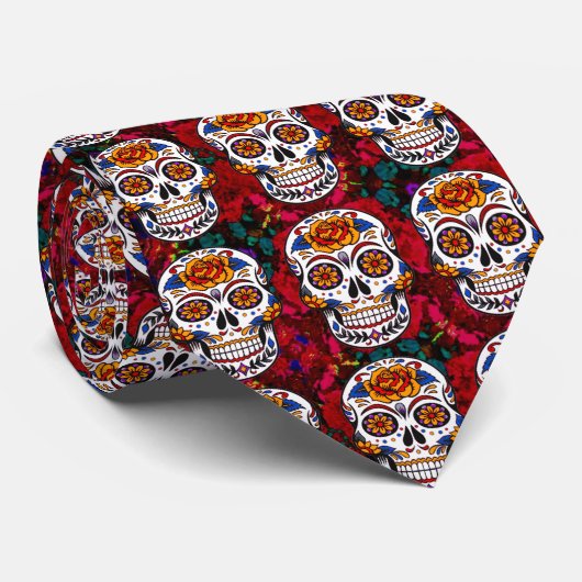 Suikerhuid Cinco de Mayo Alle zigeeldagen Rode Flo Stropdas (Opgerold)