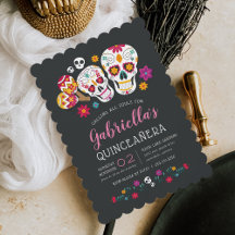 Suikerhuid Dag van het dode thema Quinceanera
