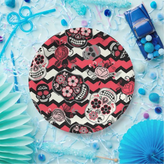 Suikerhuid en -bloem papieren bordje (Feest)