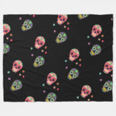 Suikerhuid en bloemen Dag van het dode Patroon Fleece Deken (Voorkant (Horizontaal))