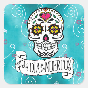 Suikerhuid en -kruiken Turquoise ID725 Vierkante Sticker