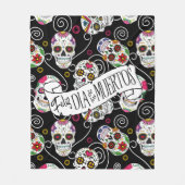 Suikerhuid en -Roos zwart ID725 Fleece Deken (Voorkant)