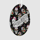 Suikerhuid en -Roos zwart ID725 Ornament (voorkant)