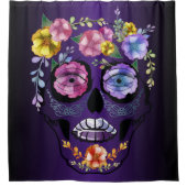 Suikerhuid, Paarse bloemen Douchegordijn (Voorkant)