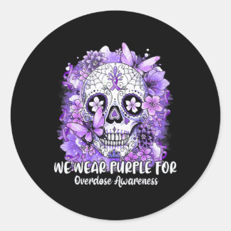 Suikerhuid We Draag Paars voor overdosering Ronde Sticker