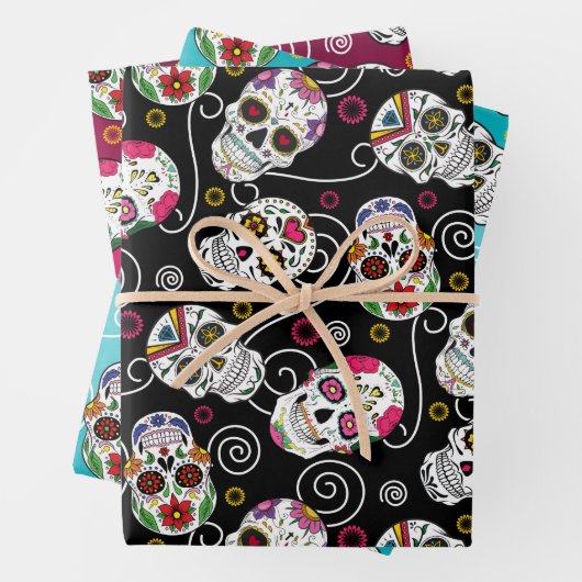 Suikerhuiden en -cirkels Drie kleuren ID725 Inpakpapier Vel (In situ)