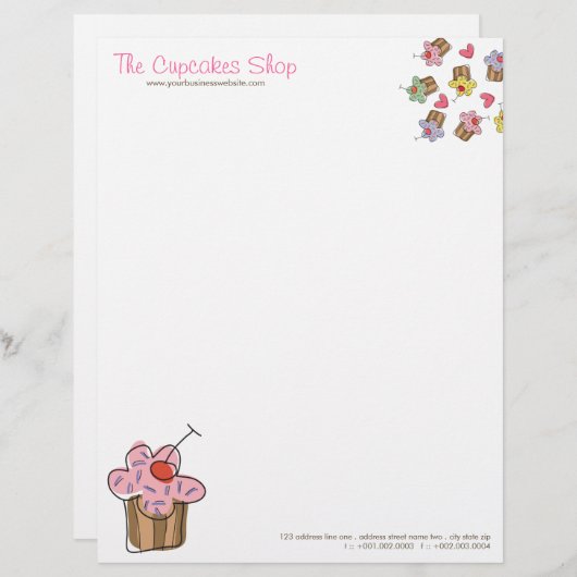 Suikerkers, cupcakes, banketbakkerswaren briefhoofd (Voorkant / Achterkant)