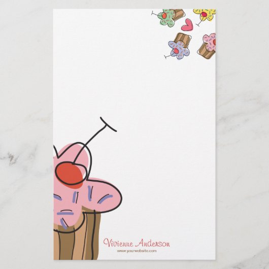 Suikerkers, cupcakes, banketbakkerswaren briefpapier (Voorkant)