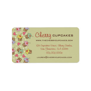 Suikerkers, cupcakes, banketbakkerswaren etiket