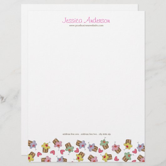 Suikerkers, cupcakes, banketbakkerswaren gepersonaliseerd briefhoofd (Voorkant / Achterkant)