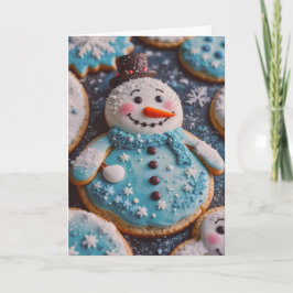 Suikerkoek Sneeuwman Kerstkaart met Recept Feestdagen Kaart