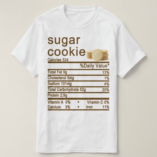 Suikerkoekje Nutrition Facts label T-shirt (Design voorkant)