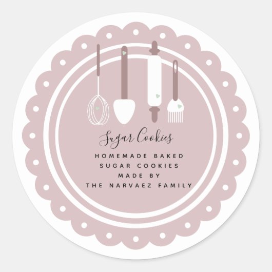 Suikerkoekjes Bakery Tool Logo Homemade Food Ronde Sticker (Voorkant)